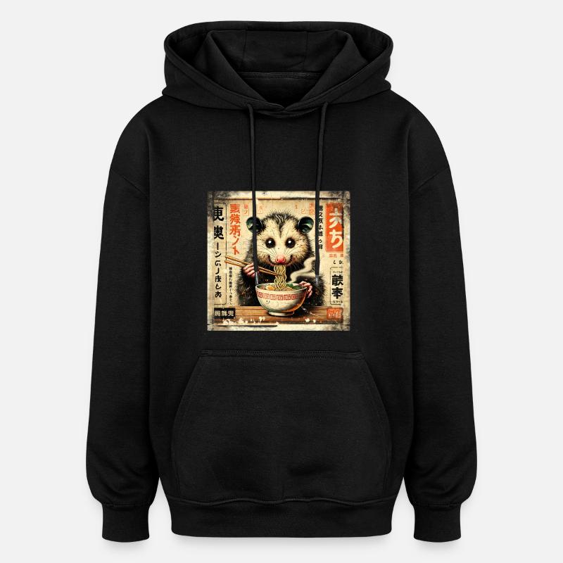 Ramen Opossum Grunge Style d’affiche - Sweat à capuche oversize unisexe - noir