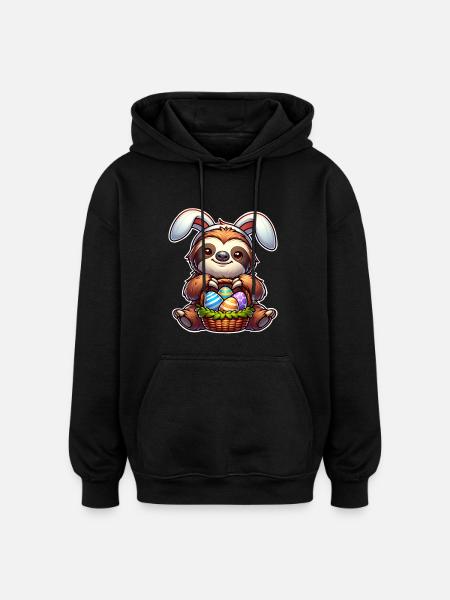 Ostern Faultier - Oversized Unisex Hoodie - Schwarz
