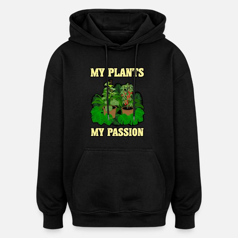 Mes plantes - Sweat à capuche oversize unisexe - noir