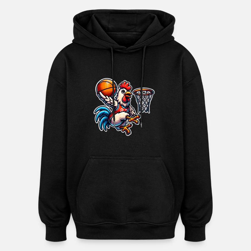 Poulet de basket-ball - Sweat à capuche oversize unisexe - noir