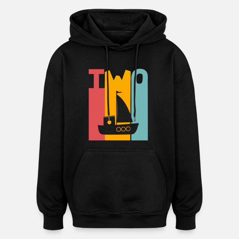 Voilier 2ème anniversaire - Sweat à capuche oversize unisexe - noir