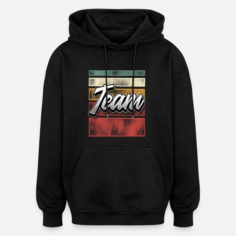 Équipe - Sweat à capuche oversize unisexe - noir