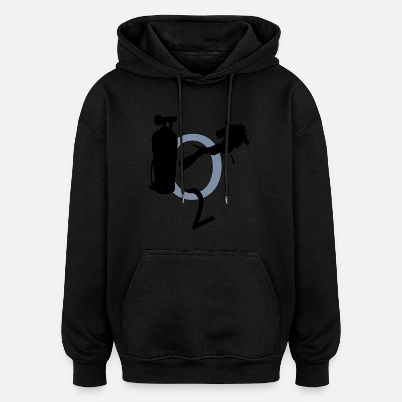 DIVING V - Oversized Unisex Hoodie - black