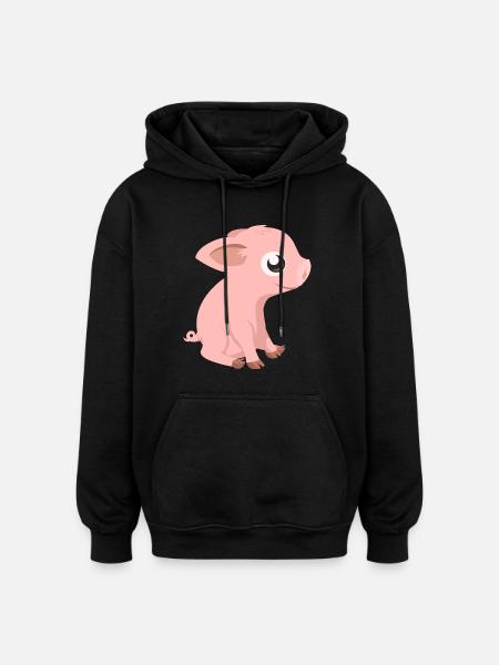 porcin - Sweat à capuche oversize unisexe - noir