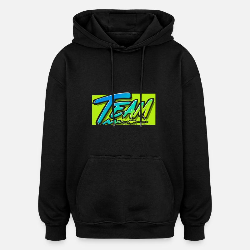 Équipe - Sweat à capuche oversize unisexe - noir