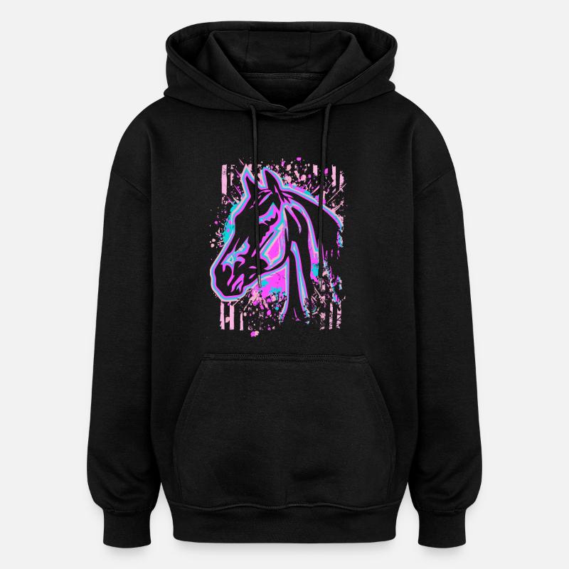 Cheval - Rose Lila - Sweat à capuche oversize unisexe - noir