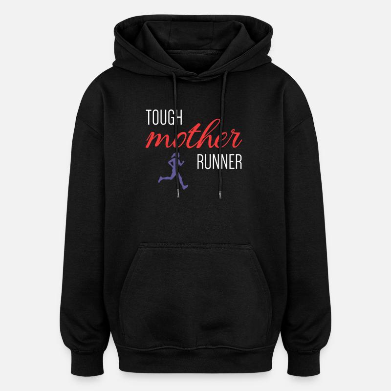 Mère coureuse coriace - Sweat à capuche oversize unisexe - noir