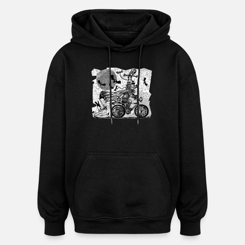 gothic cyclist - Oversized Unisex Hoodie - black
