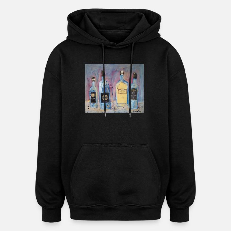 Expressive Weinflaschen vier Freunde - Oversized Unisex Hoodie - Schwarz