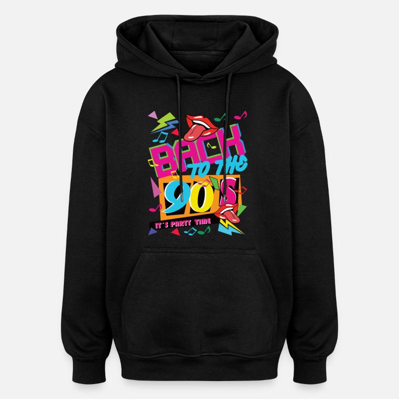 RETOUR AUX ANNÉES 90 C’EST LA FÊTE - Sweat à capuche oversize unisexe - noir