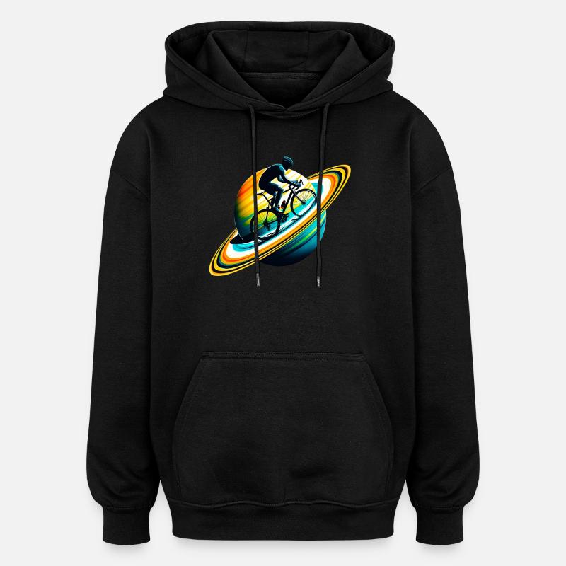 Cyclist on Saturn - Oversized Unisex Hoodie - black