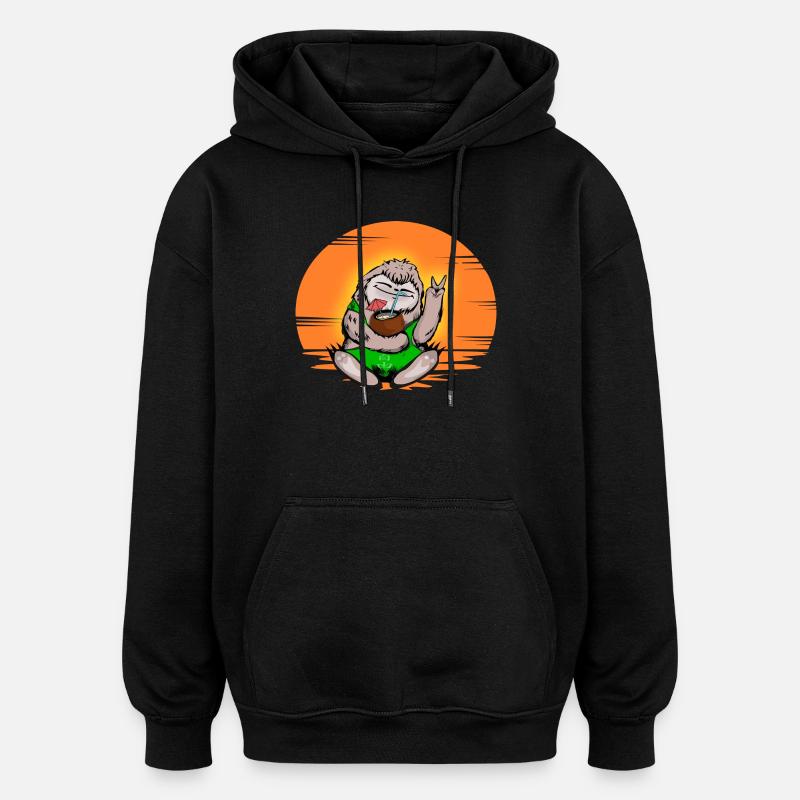 Faultier - Oversized Unisex Hoodie - Schwarz