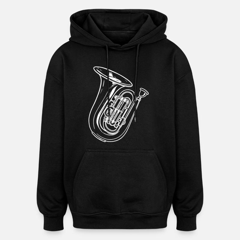 Dessin de tuba - Sweat à capuche oversize unisexe - noir