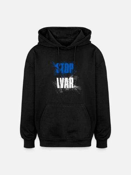 STOP OORLOG – GEEN OORLOG – VREDE – Nationale Kleuren Israël - Oversized uniseks hoodie - zwart