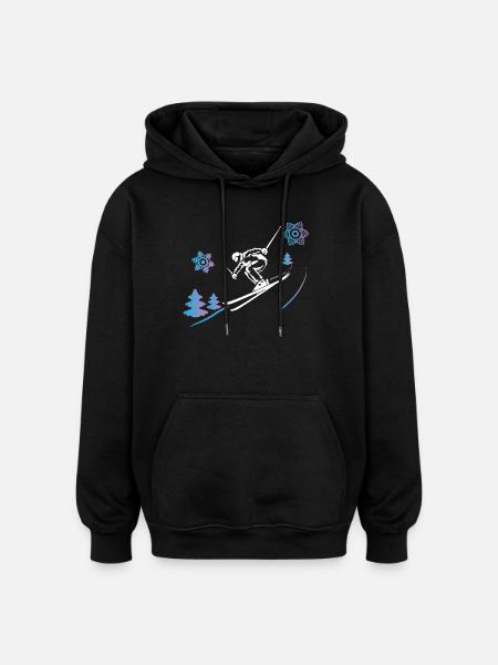 Skiers in winter snow - Oversized Unisex Hoodie - black