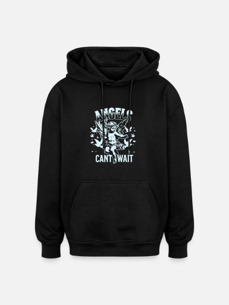 Engel-T-skjorte unisex Engler kan ikke vente VintageTee - Oversized unisex-hettegenser - svart