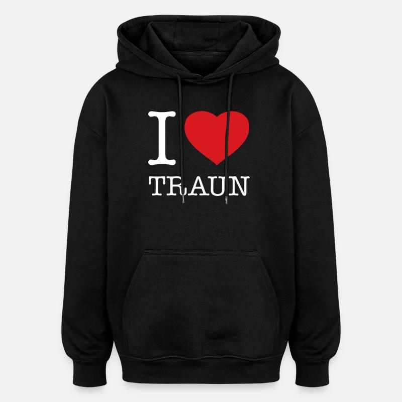 J'aime Traun - Sweat à capuche oversize unisexe - noir