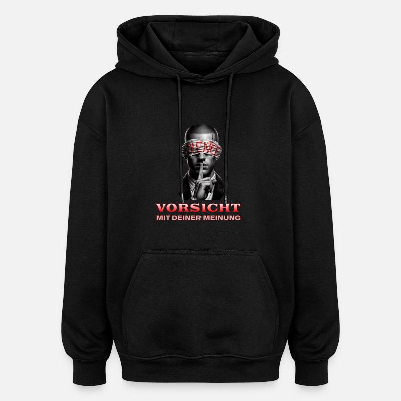 Vorsicht, Subtile Botschaft mit Augenbinde - Oversized Unisex Hoodie - Schwarz