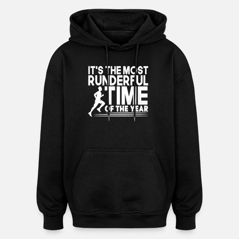 Marathon Runner Most Runderful Time Running - Oversized Unisex Hoodie - Schwarz