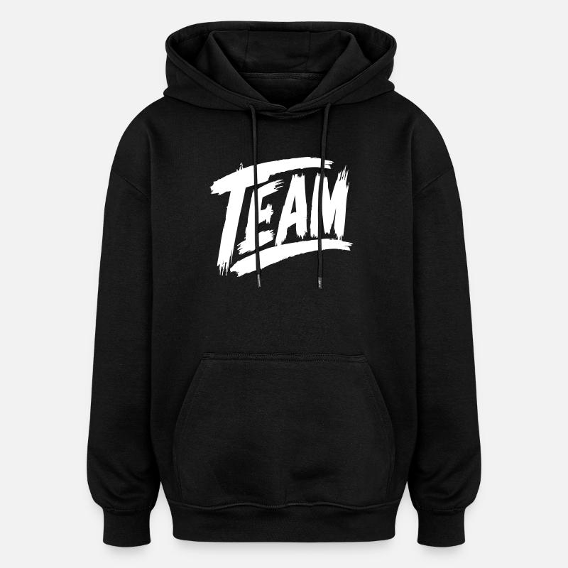 Lettrage d’équipe - Sweat à capuche oversize unisexe - noir