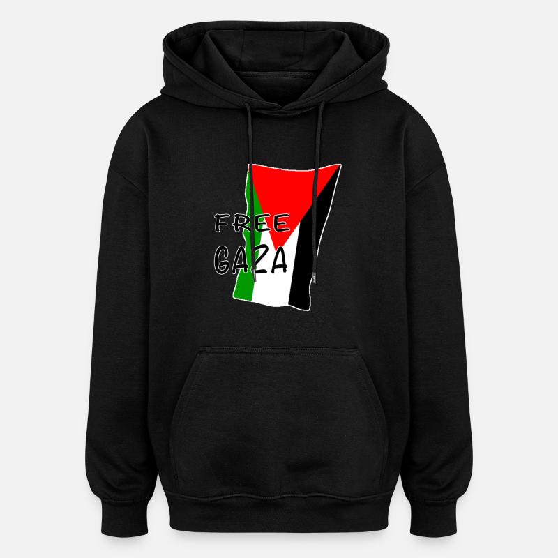 Motif du drapeau de Gaza libre - Sweat à capuche oversize unisexe - noir