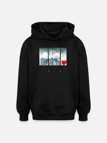 Love is Swan's Heart - Oversized Unisex Hoodie - black