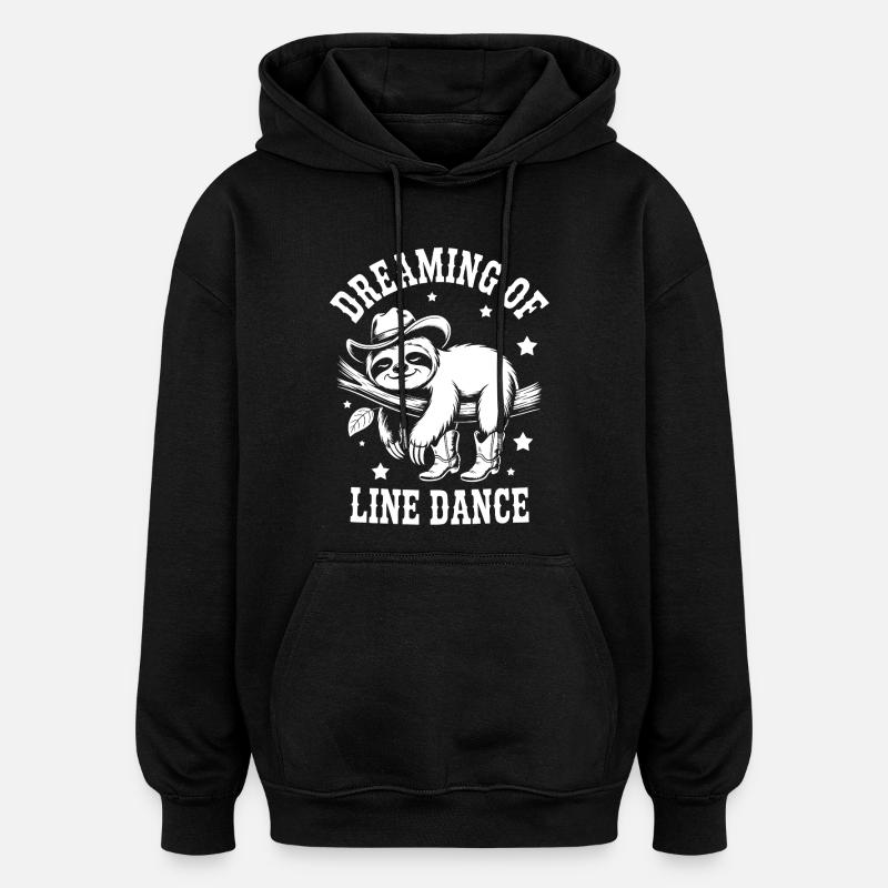 Faultier LineDance Cowboy - Oversized Unisex Hoodie - Schwarz