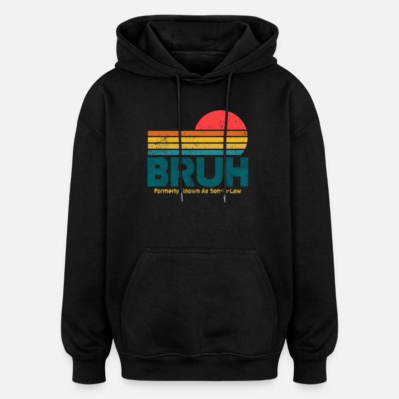 Bruh Sunset Retro Meme Design - Sweat à capuche oversize unisexe - noir
