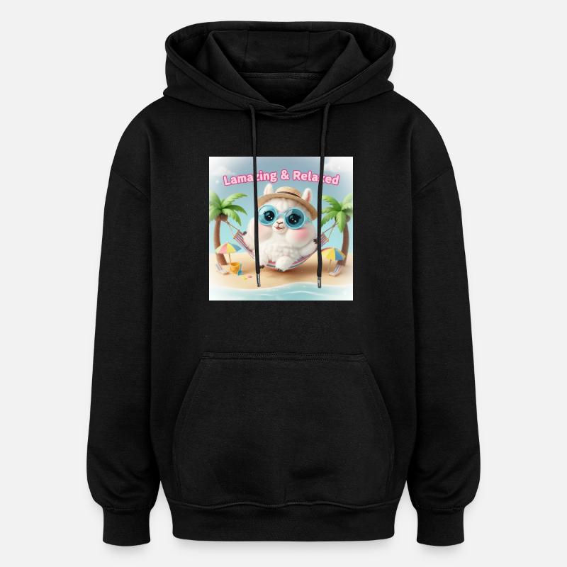 Lama Relax Plage Lunettes Bleues - Sweat à capuche oversize unisexe - noir
