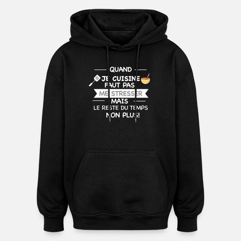 humorous kitchen apron - Oversized Unisex Hoodie - black
