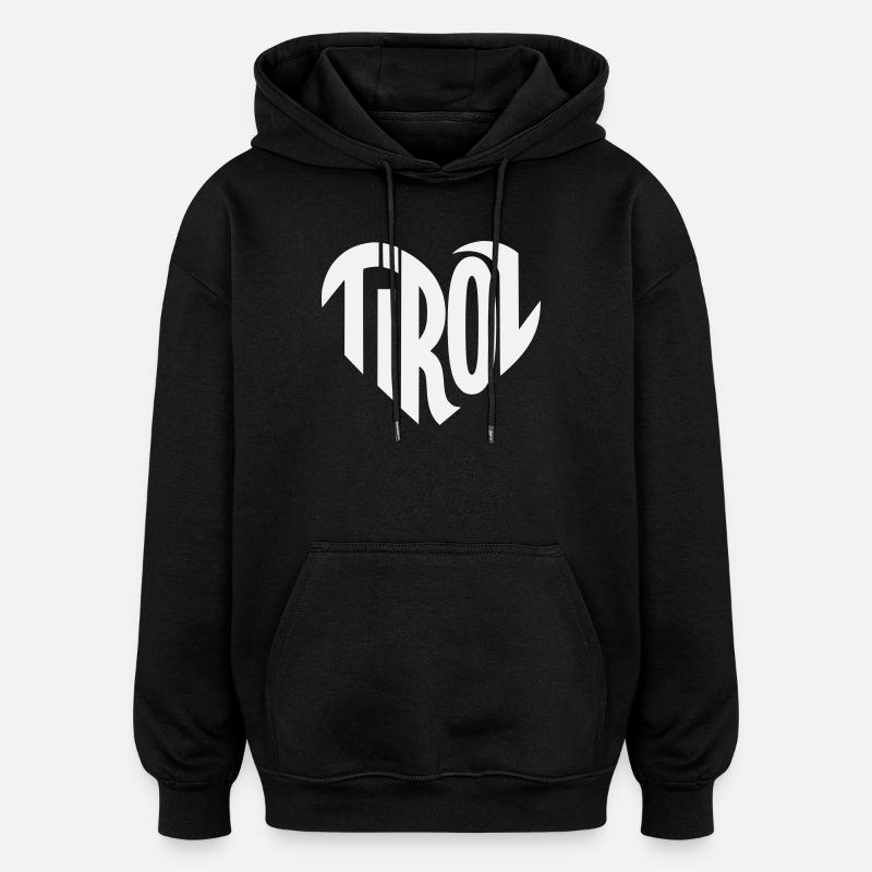 Tirol Heart Typography - Oversized Unisex Hoodie - black