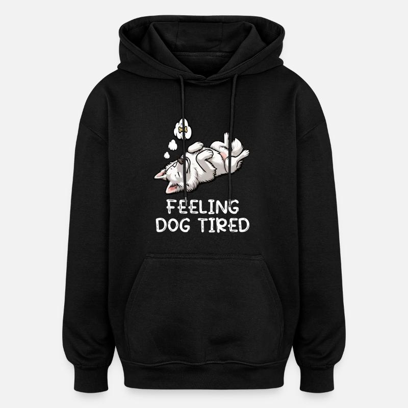 Chien blanc épuisé - Sweat à capuche oversize unisexe - noir