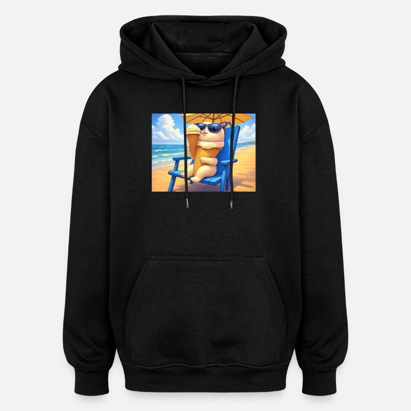 Strand Bunny Eiscreme Sonnenbrille - Oversized Unisex Hoodie - black