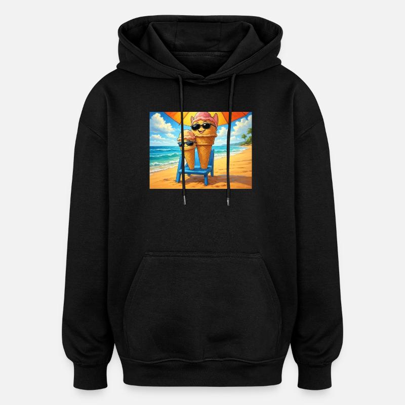 Glace en été - Sweat à capuche oversize unisexe - noir