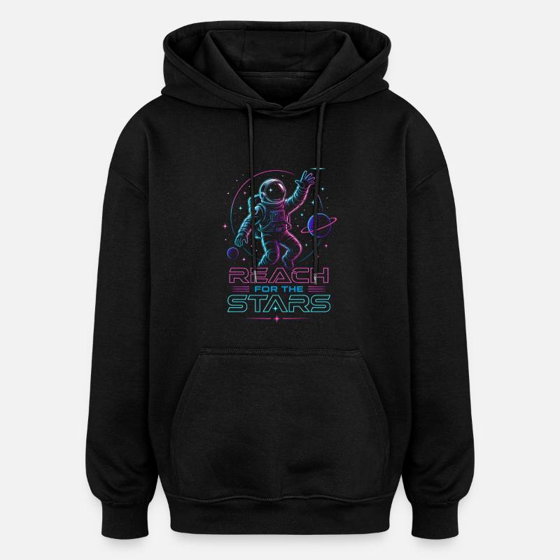 Astronaute « Atteindre les étoiles » | Espace - Sweat à capuche oversize unisexe - noir