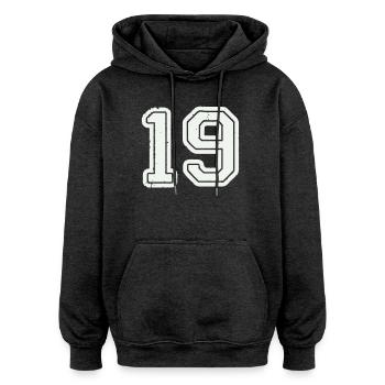 19 - Oversized Unisex Hoodie - Anthrazit - Vorne - Noah (186cm)