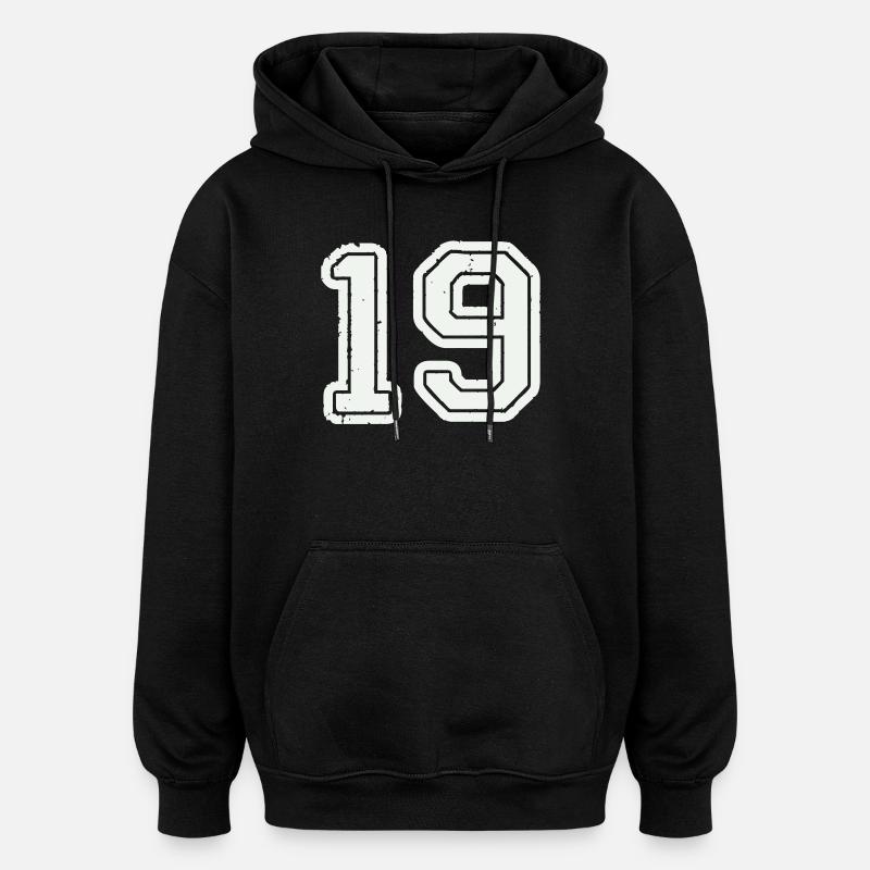 19 - Oversized Unisex Hoodie - Schwarz
