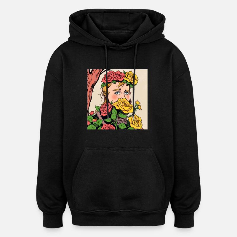 Chevalier Rose - Sweat à capuche oversize unisexe - noir