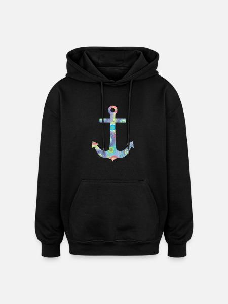 anchor - Oversized Unisex Hoodie - black