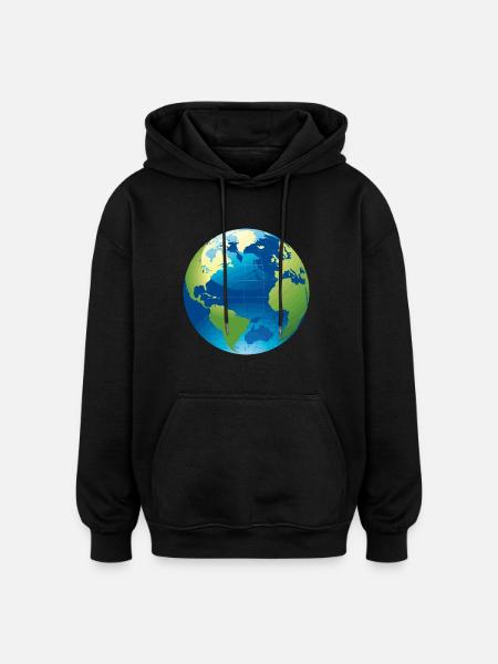 Erde Motiv als Geschenkidee - Oversized Unisex Hoodie - Schwarz