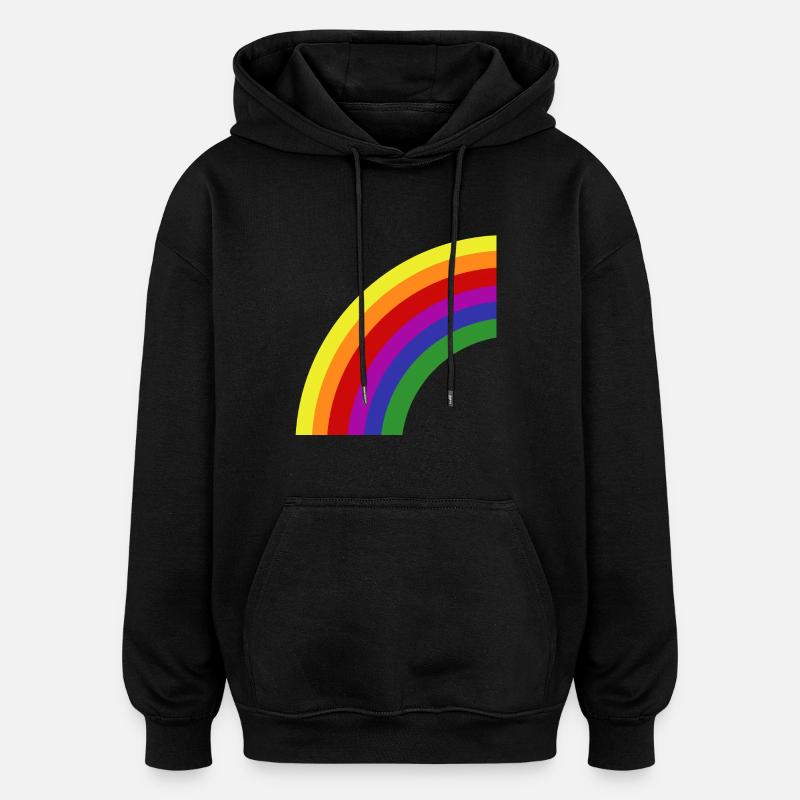 arc en ciel - Sweat à capuche oversize unisexe - noir