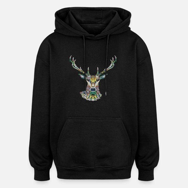 deer - Oversized Unisex Hoodie - black