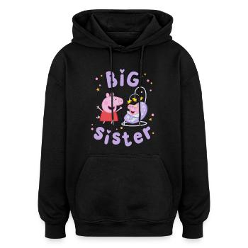 Peppa Pig Design Big Sister Peppa Mit Evie - Oversized Unisex Hoodie - Schwarz - Vorne - Noah (186cm)