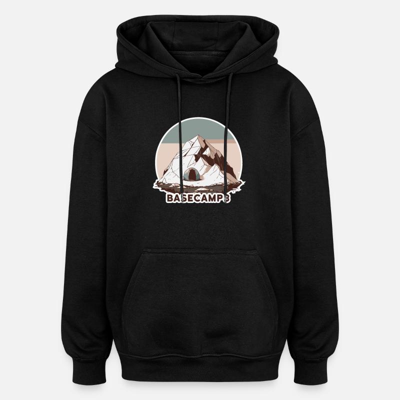 Bergsteiger Basislager 3 - Oversized Unisex Hoodie - Schwarz