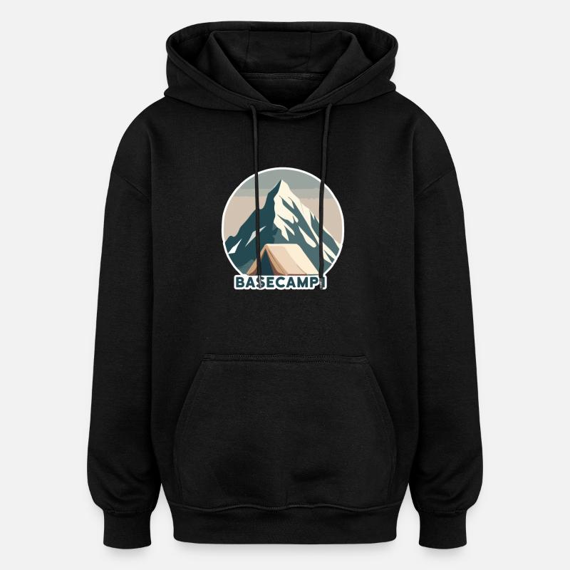 Bergsteiger Basislager 1 - Oversized Unisex Hoodie - Schwarz