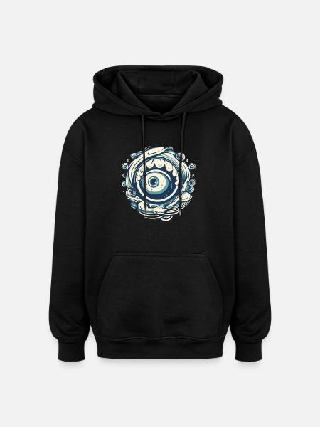 Aqua Wave Eye - Oversized Unisex Hoodie - black