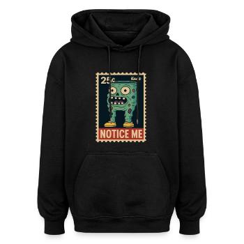 Zombie Hosen-Monster mit großen Augen und Zähnen - Oversized Unisex Hoodie - Schwarz - Vorne - Noah (186cm)