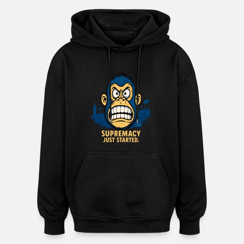 Angry monkey with crowd - Oversized Unisex Hoodie - black