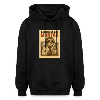 Müdes Büro Faultier mit Kaffee und Montag - Oversized Unisex Hoodie - Schwarz - Vorne - Noah (186cm)