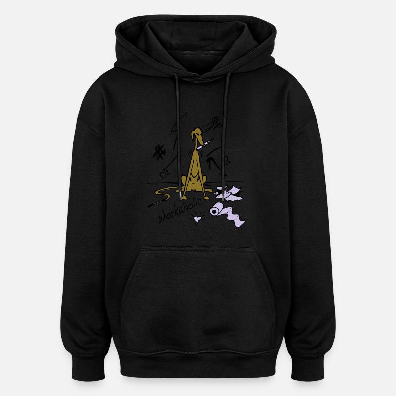 workaholic - Sweat à capuche oversize unisexe - noir